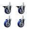 Service Caster 4'' Blue Polyurethane Wheel Swivel 3/4'' Square Stem Caster Set 2 Brakes, 4PK SCC-SQ20S414-PPUB-BLUE-PLB-34-2-S-2 - alternate 1